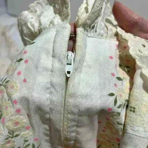 Vintage Homespun Gunne Sax Style 1970s Striped Cottagecore Floral Prairie Dress - Picture 15 of 16